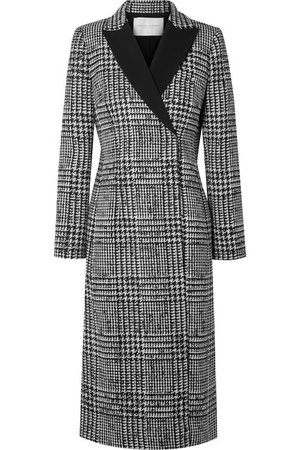 Carolina Herrera | Double-breasted crepe-trimmed Prince of Wales checked wool and silk-blend coat | NET-A-PORTER.COM