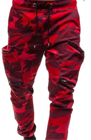 red camp pants