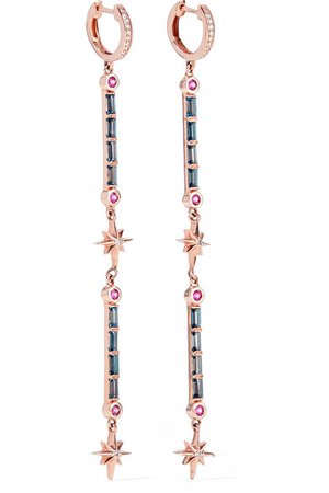Marlo Laz | 14-karat rose gold multi-stone earrings | NET-A-PORTER.COM
