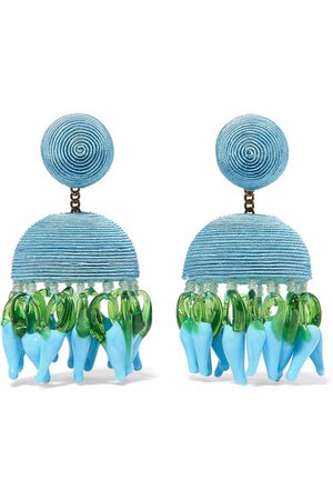 Rebecca de Ravenel | Paprika silk, bead and glass earrings | NET-A-PORTER.COM