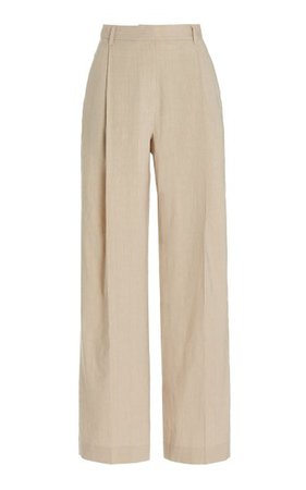 Pleated Linen-Blend Wide-Leg Trousers By Matteau | Moda Operandi
