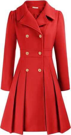 Amazon.com: GRACE KARIN Women's Fashion Lapel Double-Breasted Thick A Line Red Trench Dress Coat XL : Clothing, Shoes & Jewelry