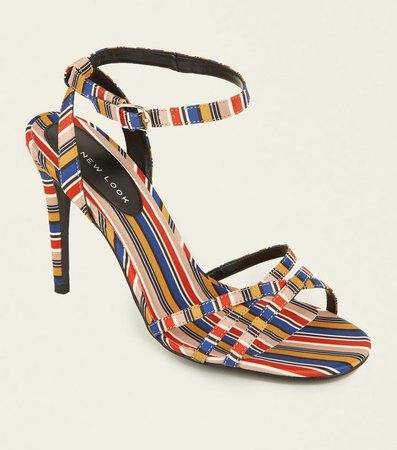 Multicoloured Stripe Strappy Stiletto Heels | New Look