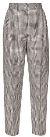High Rise Prince Of Wales Checked Wool Trousers - Womens - Black White