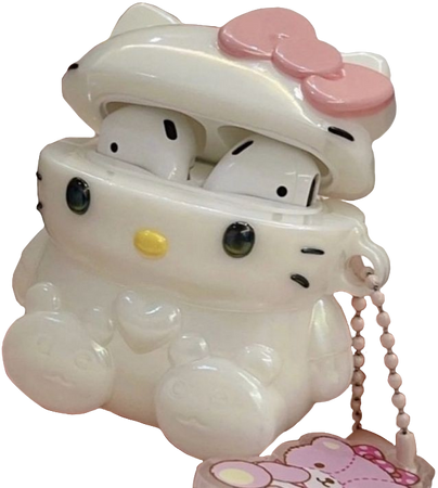 hello kitty airpods case with teddy bear keychain