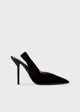 Pointed Slingback Court Shoes In Velvet