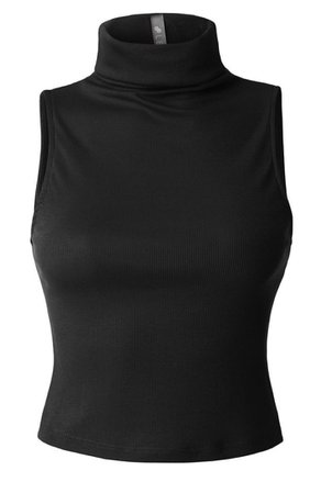 black sleeveless turtleneck shirt
