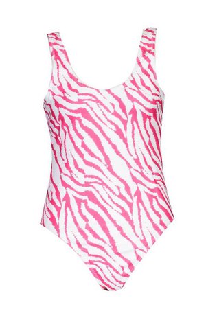 Tiger Print Scoop Swimsuit | Boohoo pink
