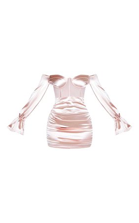 Pink Bardot Satin Mesh Bodycon Dress | PrettyLittleThing USA