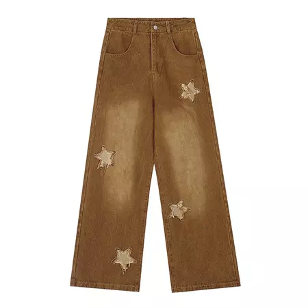 Vintage Style Star Patch Jeans | AESTHETIC CLOTHING – Boogzel Clothing