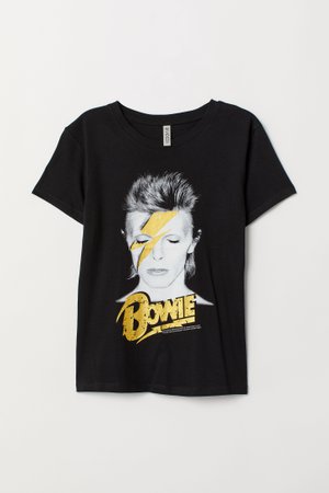 T-shirt with Printed Design - Black/David Bowie - Ladies | H&M US