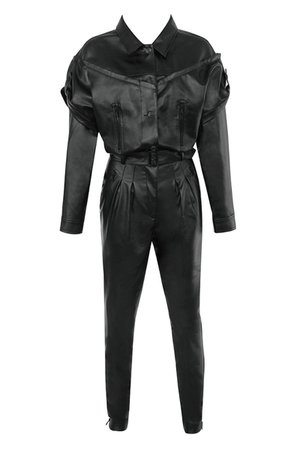 'Relent' Black Vegan Leather Jumpsuit - Mistress Rocks
