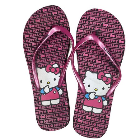 2012 hello kitty pink flip flops with hello kitty... - Depop