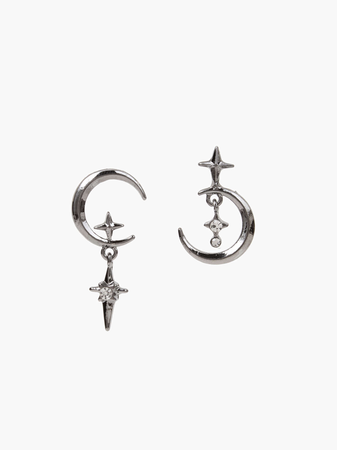 silver moon and star earrings