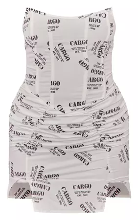 White Cargo Print Corset Split Hem Bodycon Dress | PrettyLittleThing USA