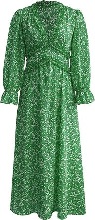 KUAILEYA Women's Casual Dresses Long Sleeve Dress For Women Women's Floral Print Boho Dress Long Sleeve Wrap V Neck at Amazon Women’s Clothing store