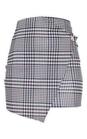 Monochrome Check Wrap Mini Skirt | Skirts | PrettyLittleThing