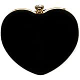 Mily Women Suede Velvet Heart Shape Evening Bag Purse Party Bag Tote with a Chain and handle Ring Black: Handbags: Amazon.com