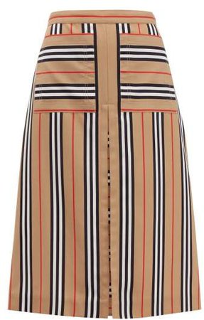 Arisa Box Pleated A Line Skirt - Womens - Beige Multi