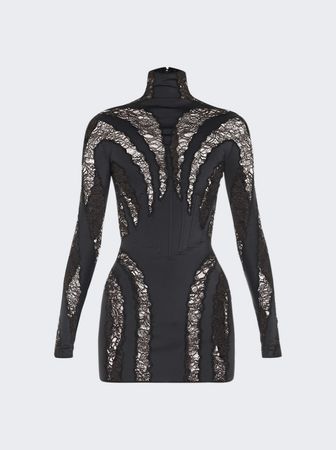 Lace Spiral Mini Dress Black | The Webster