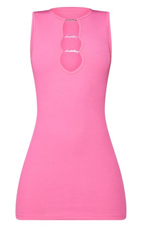 PRETTYLITTLETHING Hot Pink Trim Rib Sleeveless Bodycon Dress | PrettyLittleThing USA