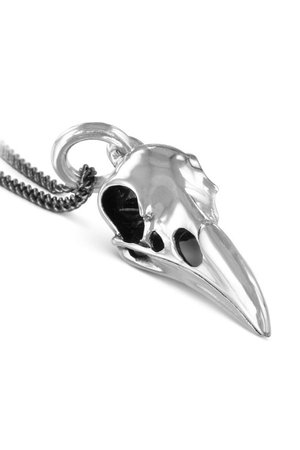 Raven Skull Antique Silver Necklace by Lost Apostle | Gothic