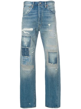 Levi's patchwork straight leg jeans £210 - Fast Global Shipping, Free Returns