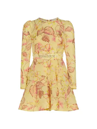 Shop Zimmermann Matchmaker Silk-Linen Floral Minidress | Saks Fifth Avenue