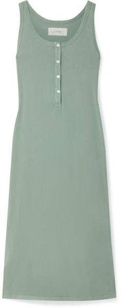 The Slim Henley Cotton-jersey Dress - Gray green