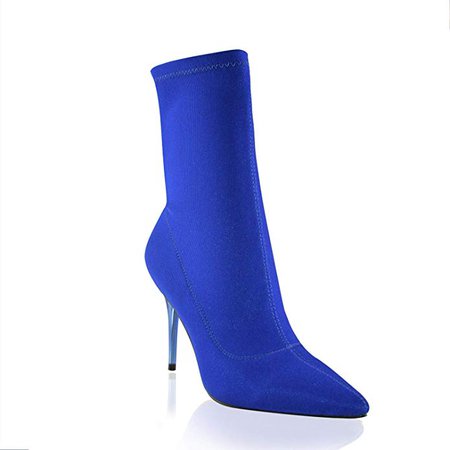 Amazon.com | vivianly Stretch Pointed Toe Sock Booties Mid-Calf Ankle Boot Stiletto Heel Boots for Women | Ankle & Bootie