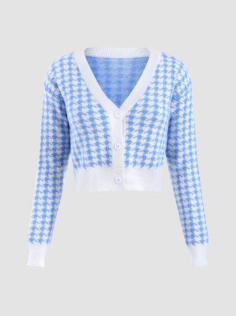 Houndstooth Cropped Cardigan