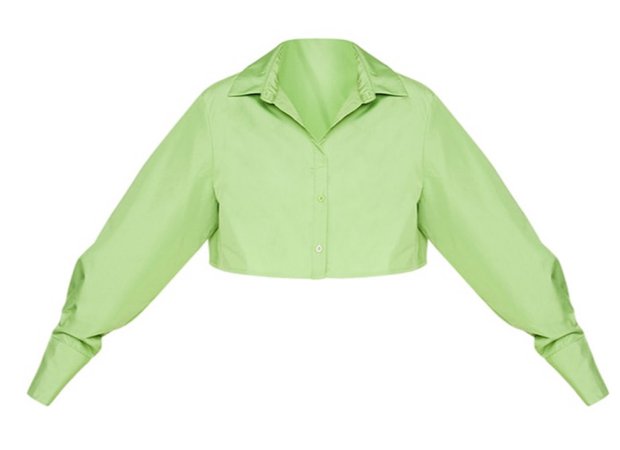 Plus Bright Green Cotton Oversized Crop shirt