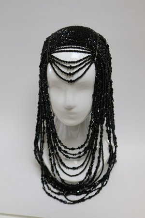 Black Beaded Headdress Gugusha Festival Headpiece Black | Etsy