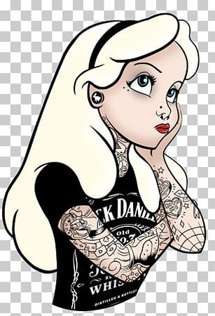 Alice in Wonderland Ariel Kerli Punk rock The Walt Disney Company, alice in wonderland, Snow White with tattoos illustration PNG clipart | free cliparts | UIHere
