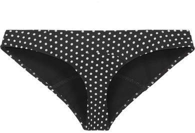 Mira Flounce Ruffled Off-the-shoulder Polka-dot Bonded Bikini - Black