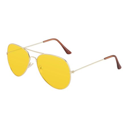 Aviator / pilot sunglasses in gold with yellow lenses