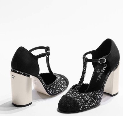 Black sparkly Chanel heels