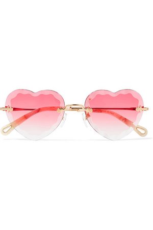 Chloé | Rosie heart-shaped gold-tone sunglasses | NET-A-PORTER.COM