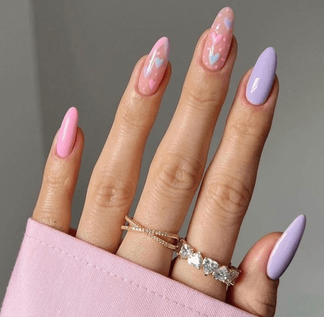 nails pink purple