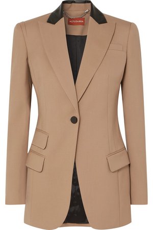 Altuzarra | Leather-trimmed stretch-wool blazer | NET-A-PORTER.COM