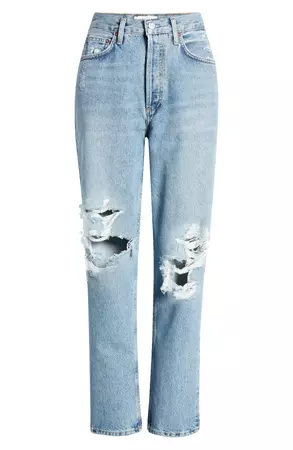 AGOLDE Fen Ripped High Waist Straight Leg Organic Cotton Jeans | Nordstrom