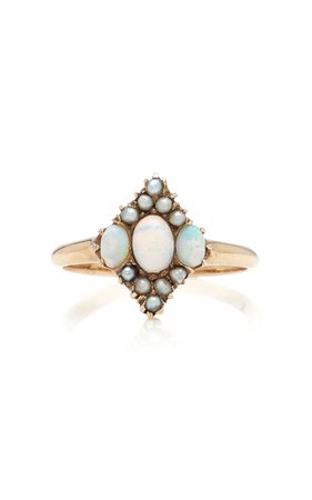 VELA 10K Gold Opal and Pearl Ring