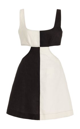 Anna Cutout Colorblock Linen Mini Dress By Matthew Bruch | Moda Operandi