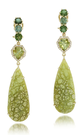 green opal and gem earrings