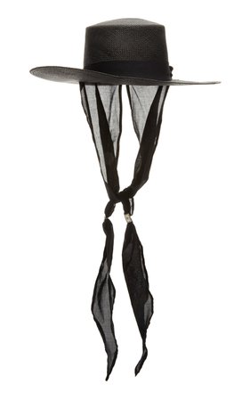 Cordovez Cotton Voile-Trimmed Straw Hat by Sensi Studio | Moda Operandi