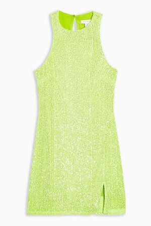 Lime Green Racer Sequin Mini Dress | Topshop