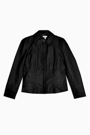 Black Leather Fitted Jacket | Topshop