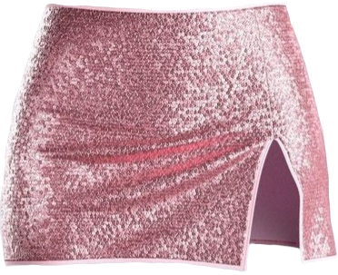 pink sequin miniskirt with slit