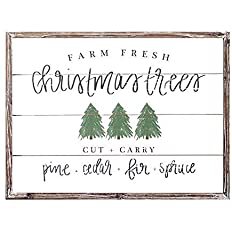 Amazon.com: Sweet Water Decor Farm Fresh Christmas Trees Wood Sign 18x24" | Rustic Christmas Wall Art with Unique Distressed Wooden Frame | Farmhouse Holiday Decoration for Kitchen, Office, Living Room, and Home : Home & Kitchen
