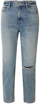 The Vintage Cropped Distressed High-rise Slim-leg Jeans